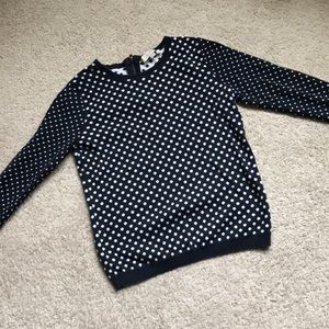 Loft Navy Blue Dotted Sweater